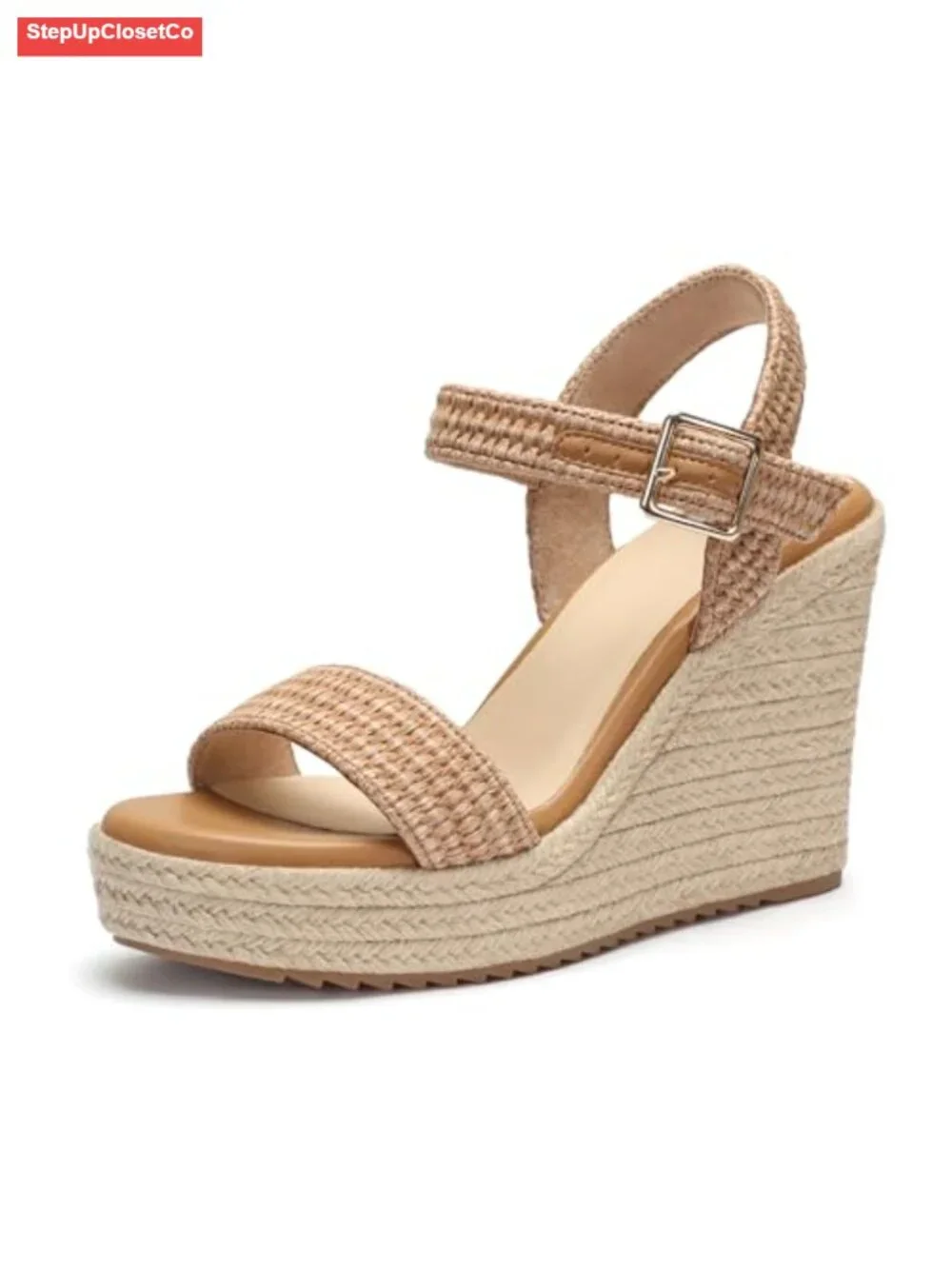 Espadrille Wedge Sandals Platform Ankle Strap Open Toe Raffia